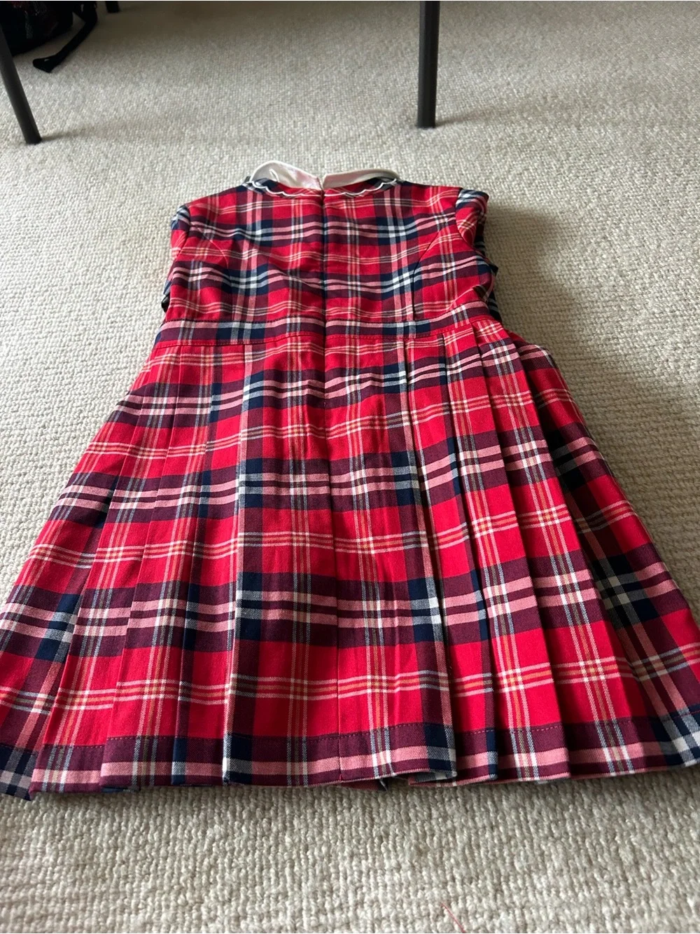 E-Land Kids Red Plaid Dress with White Peter Pan Collar